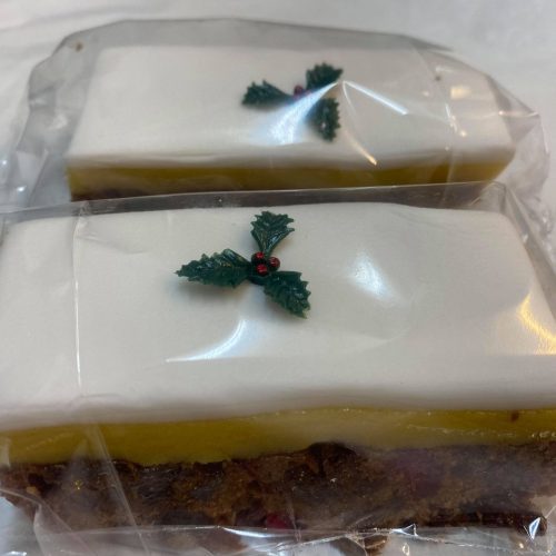 Christmas Iced Fruit Cake Slice